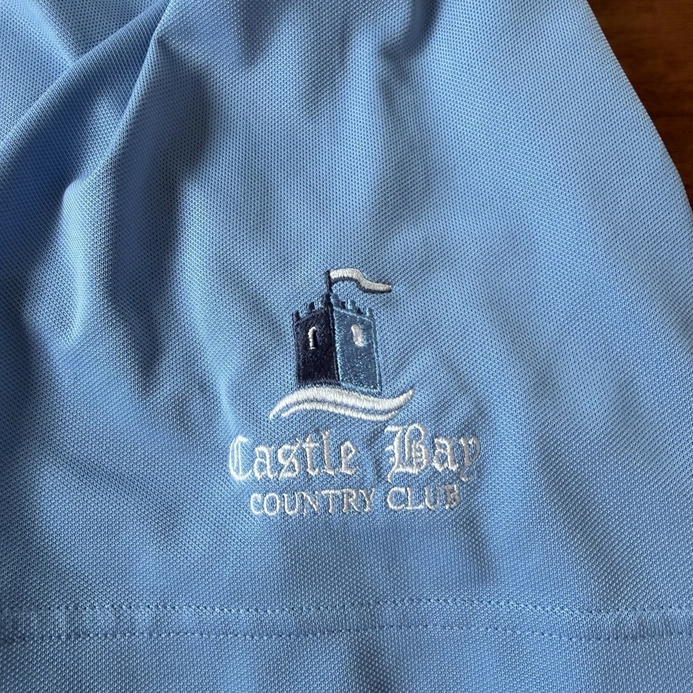 FootJoy FJ Golf Polo Shirt Mens XXL Blue Castle Bay Country Club Performance - Picture 4 of 8